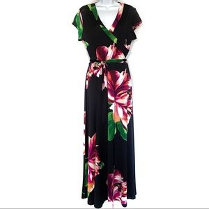 Floral maxi, wrap around body, belted waist. Size M by Olivia Matthews